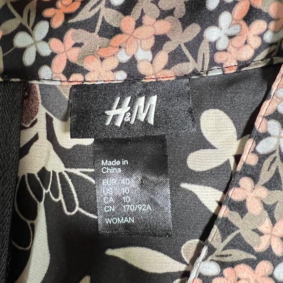 H&M Womens Boho Floral Kimono Sleeve Empire Waist Dress Black Size 10 Date Indie - Picture 5 of 9